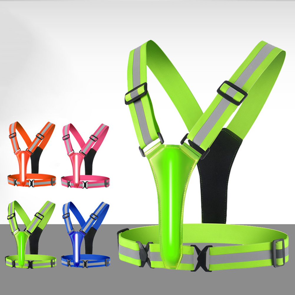 Reflective Vest Cycling - سترة ركض LED مع USB ،
