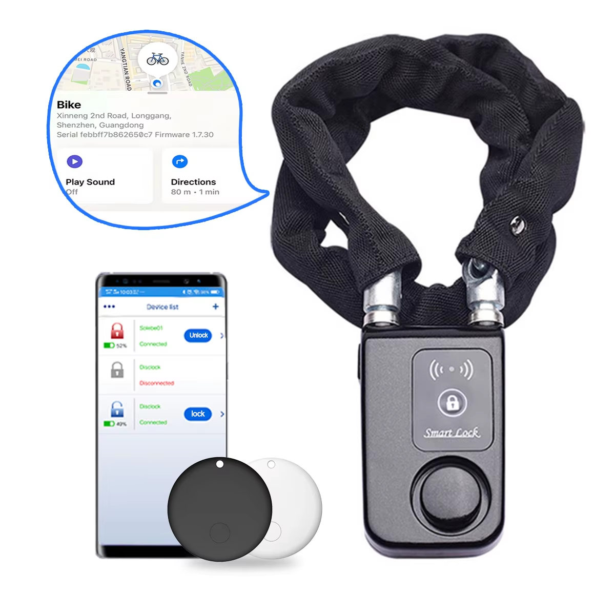 Commuter Bike Lock - قفل سلسلة دراجة مع إنذار 110