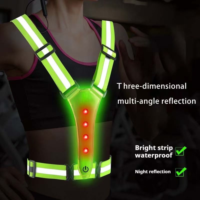 LED تشغيل سترة عاكسة متوهجة عا - مراجعة Reflective Vest Cycling وسعره